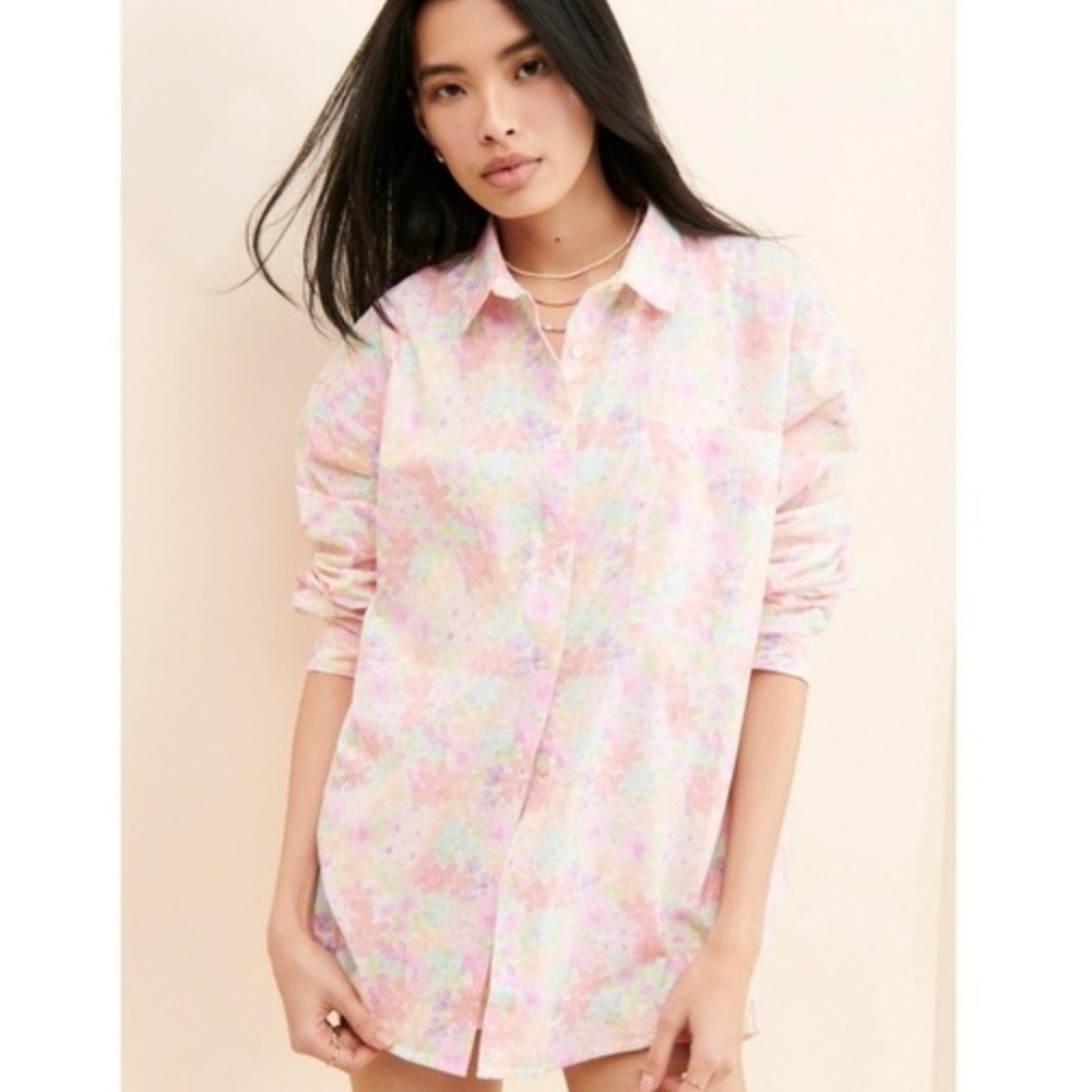 For love and lemons kennedy floral button down boyfriend shirt relaxed fit